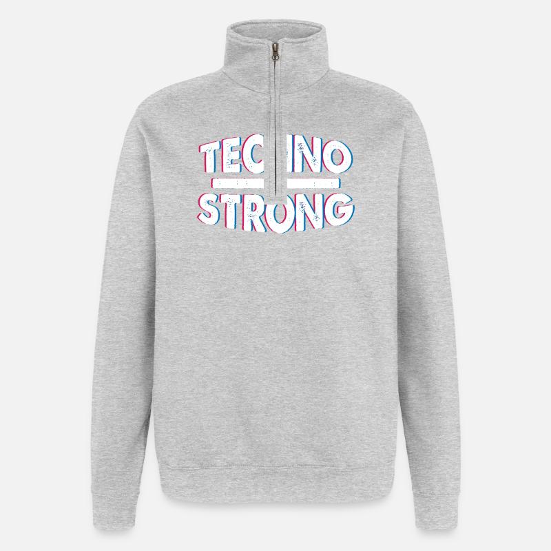 Techno Strong Neon Glitch - Sweat à zip 1/4 - gris chiné