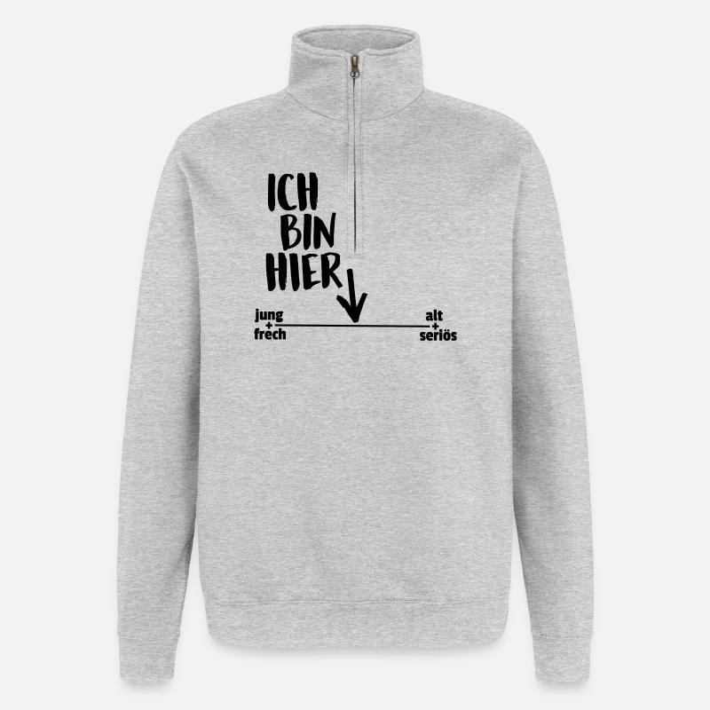 Je suis là - Sweat à zip 1/4 - gris chiné