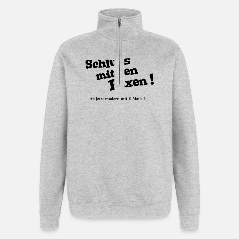 Schluss mit Faxen - Quarter-Zip-Sweatshirt - Grau meliert