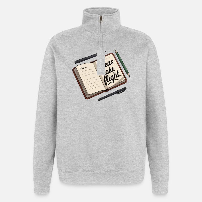 Ideas Take Flight Notebook Art - Quarter-Zip Sweatshirt - heather grey