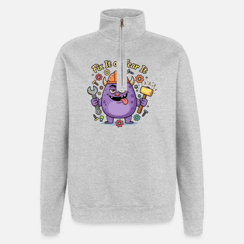 Réparez-le ou craignez-le Construire un monstre - Sweat à zip 1/4 - gris chiné