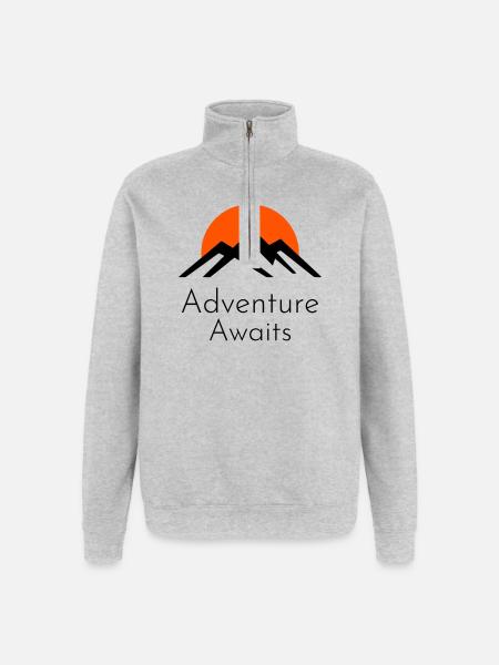 Adventure Awaits – Mountains & Sunset - Quarter-Zip Sweatshirt - heather grey