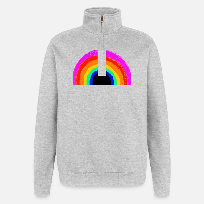 Arche arc-en-ciel éclatante - Sweat à zip 1/4 - gris chiné