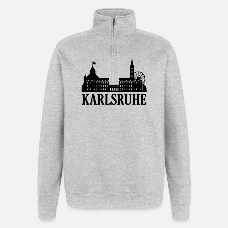 Karlsruhe Wahrzeichen Silhouette - Quarter-Zip-Sweatshirt - Grau meliert