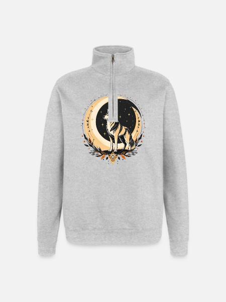 Boho Wolf - Quarter-Zip-Sweatshirt - Grau meliert