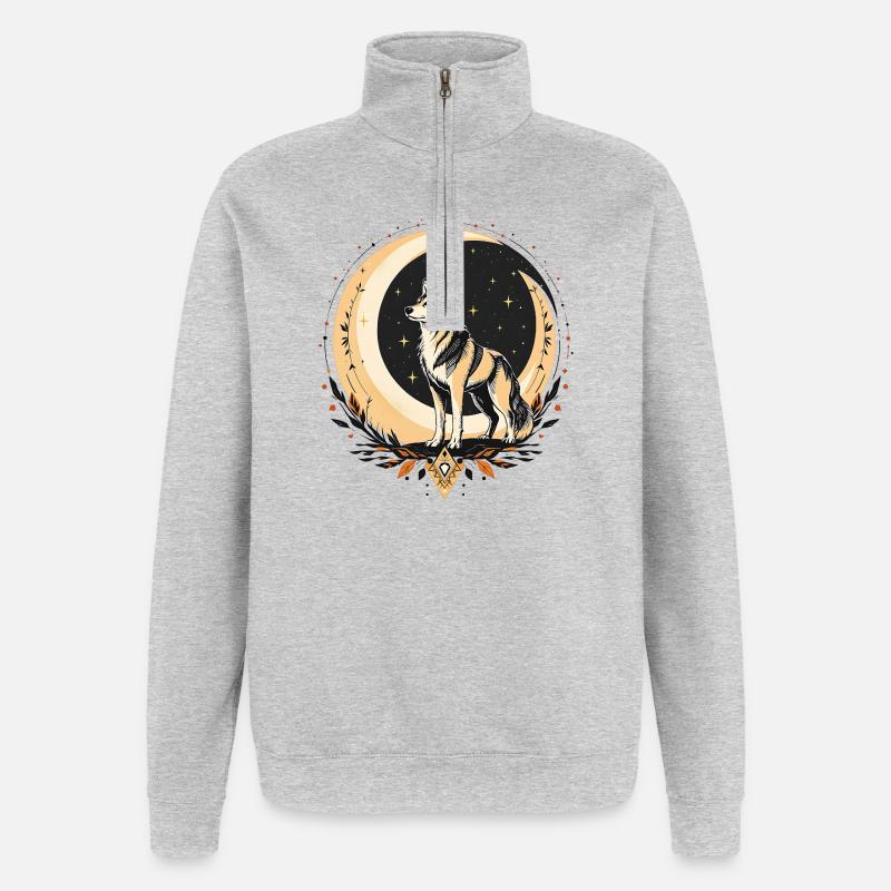 Loup Bohème - Sweat à zip 1/4 - gris chiné