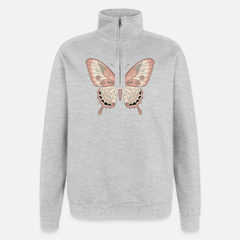 Boho Butterfly - Quarter-Zip Sweatshirt - heather grey