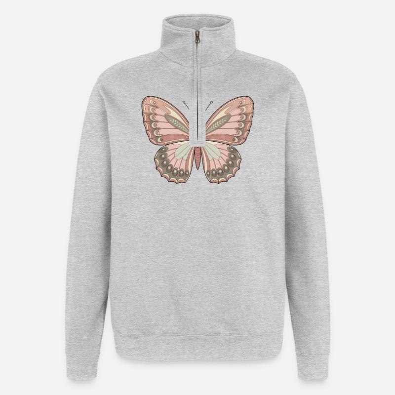 Boho Butterfly - Quarter-Zip Sweatshirt - heather grey