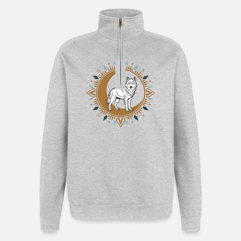 Boho Wolf - Quarter-Zip-Sweatshirt - Grau meliert