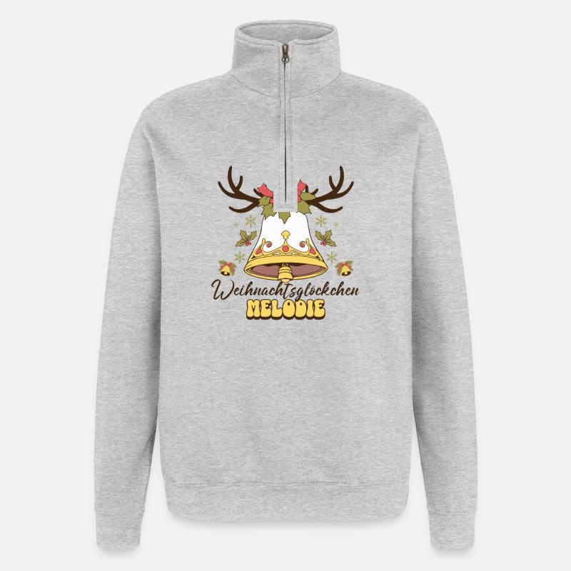 Weihnachtsmelodien - Quarter-Zip-Sweatshirt - Grau meliert