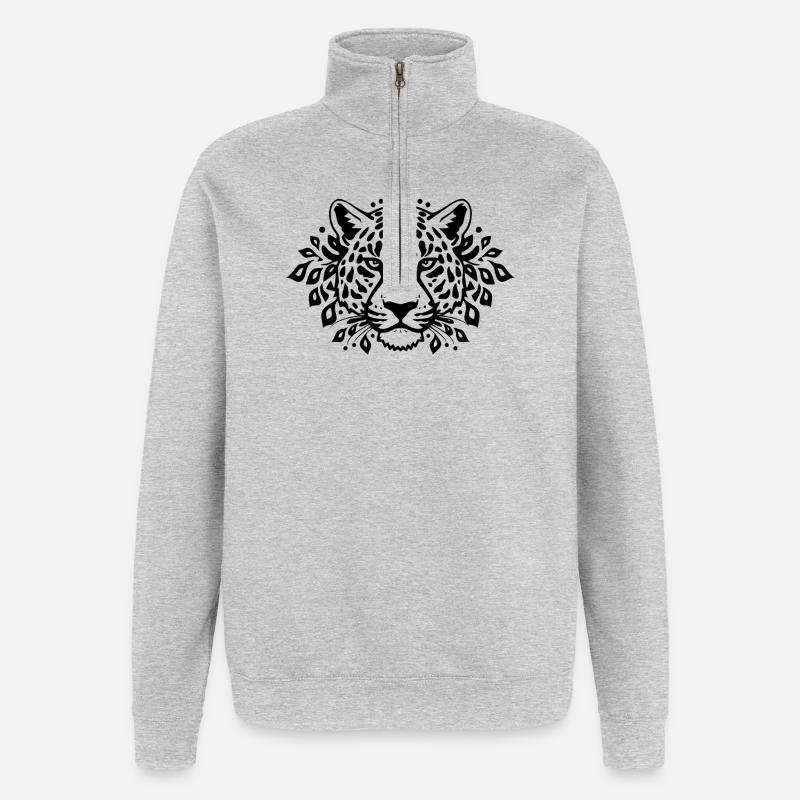 Léopard Léopard Noir Noir - Sweat à zip 1/4 - gris chiné
