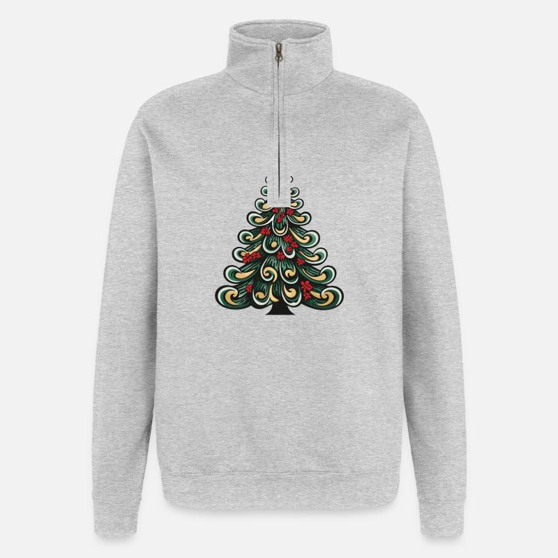 Weihnachtsbaum Weihnachten - Quarter-Zip-Sweatshirt - Grau meliert