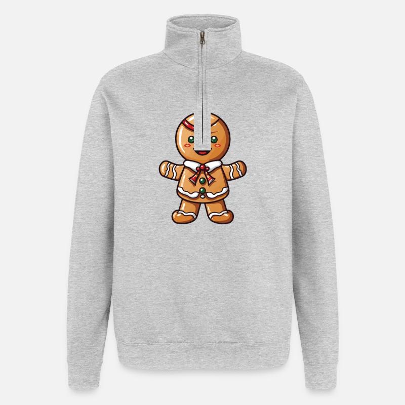 Weihnachten Lebkuchen Backen Keks - Quarter-Zip-Sweatshirt - Grau meliert