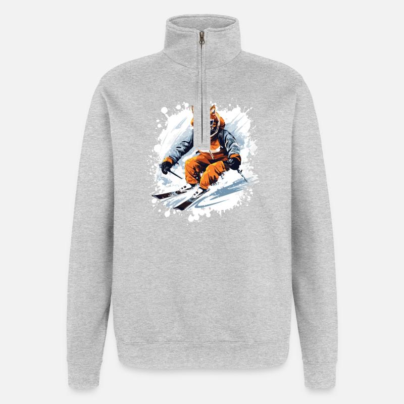 Cat Ski Skiing - Quarter-Zip Sweatshirt - heather grey