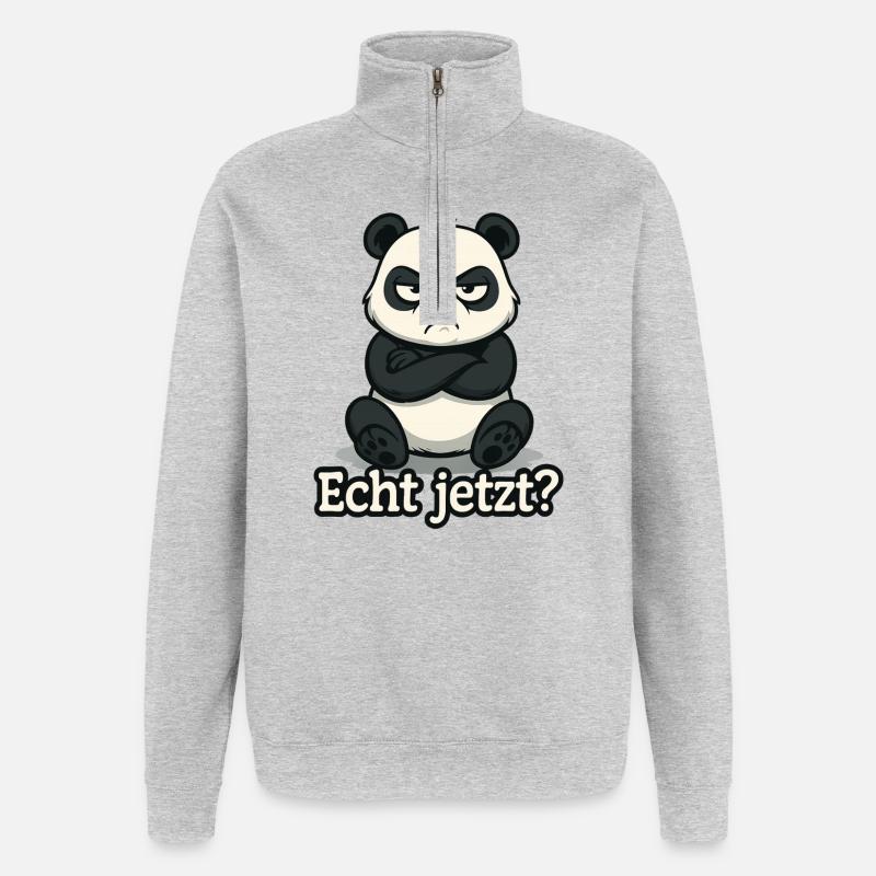 Panda Echt Jetzt? - Quarter-Zip-Sweatshirt - Grau meliert
