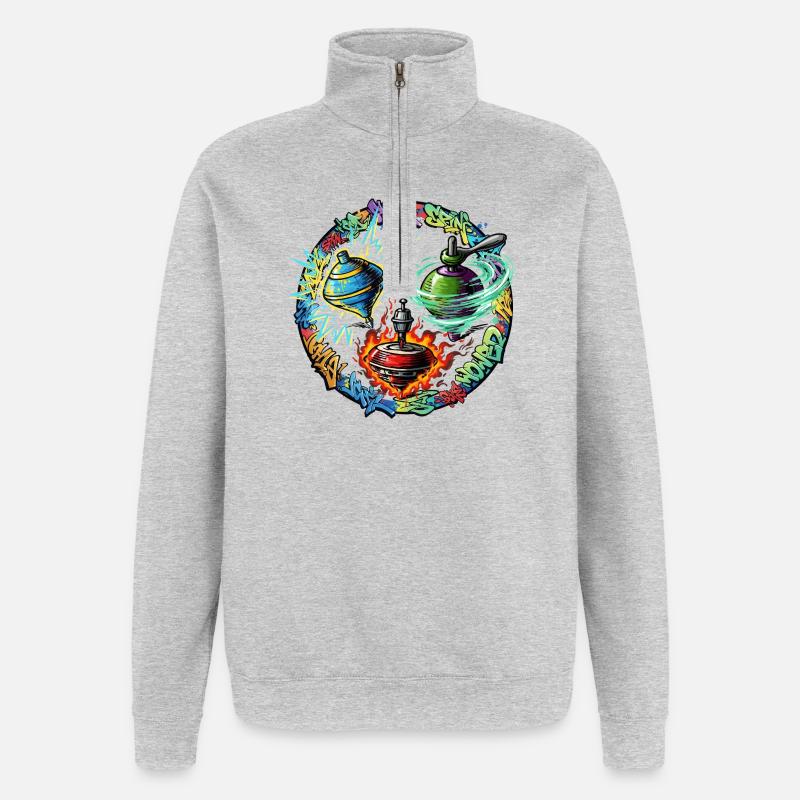 Cercle de graffitis de feu Yoyo - Sweat à zip 1/4 - gris chiné