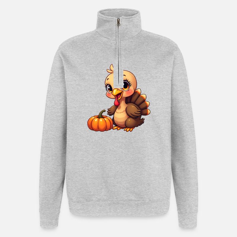 Bébé dinde de Thanksgiving - Sweat à zip 1/4 - gris chiné