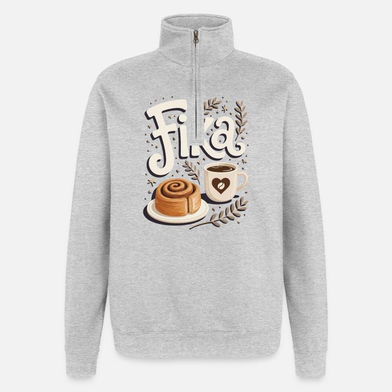 Fika - Sweat à zip 1/4 - gris chiné