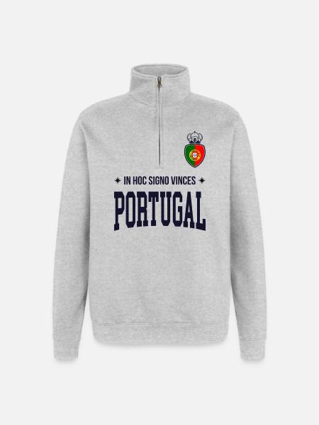 Portugalia Bold 2025 Koszulka Typograficzna - Bluza z zamkiem 1/4 - szary melanż