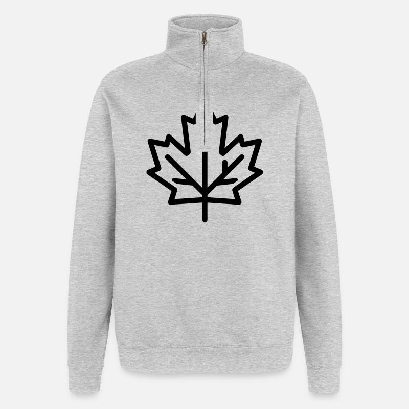 Feuille d’Érable - Sweat à zip 1/4 - gris chiné