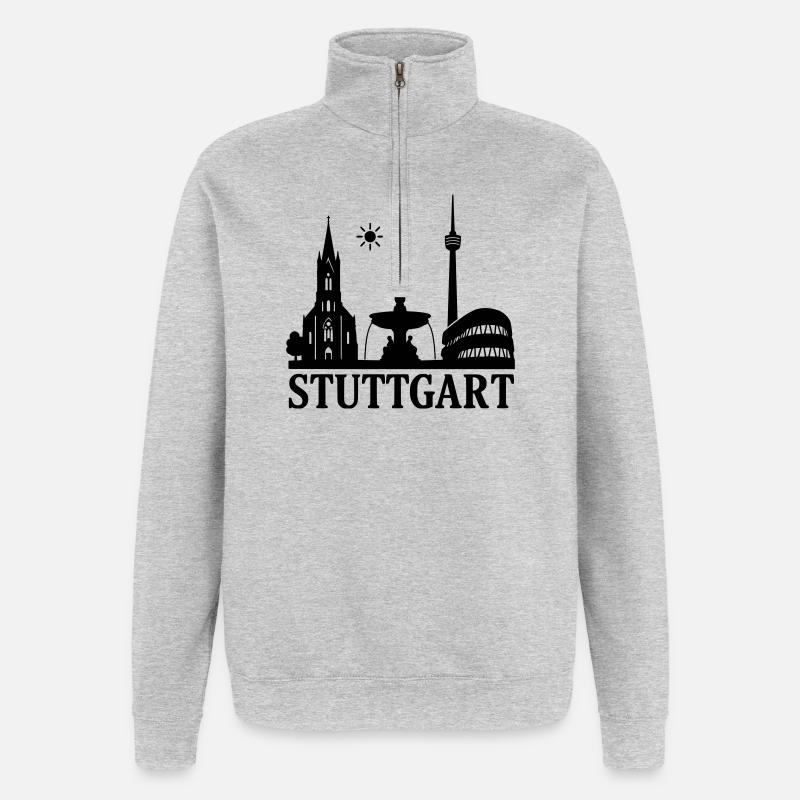 Stuttgart Silhouette Landmark - Sweat à zip 1/4 - gris chiné