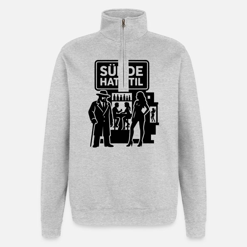 Sünde Hat Stil Ausgehen Nachtleben - Quarter-Zip-Sweatshirt - Grau meliert