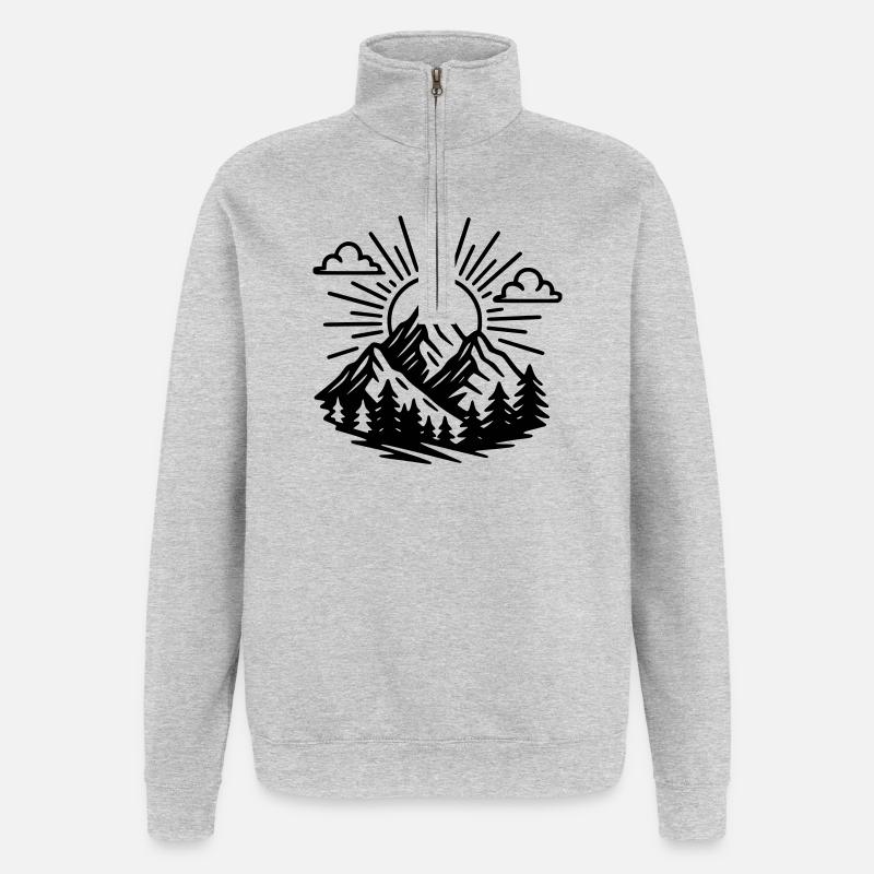 Berge - Quarter-Zip-Sweatshirt - Grau meliert