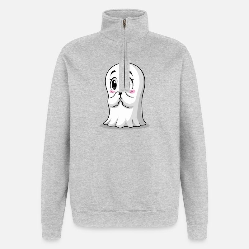 Halloween Süßer Geist - Quarter-Zip-Sweatshirt - Grau meliert