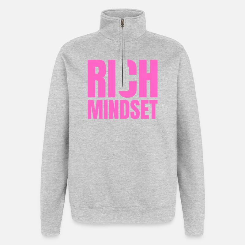 Rich Mindset motivation succès attitude - Sweat à zip 1/4 - gris chiné