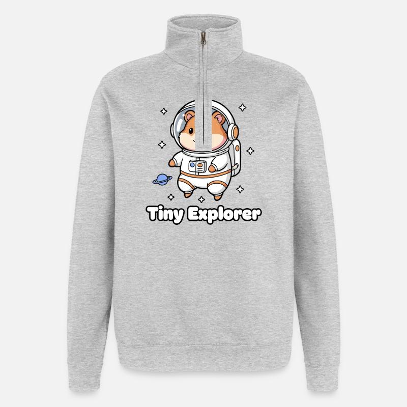 Kleiner Entdecker Hamster Astronaut - Quarter-Zip-Sweatshirt - Grau meliert