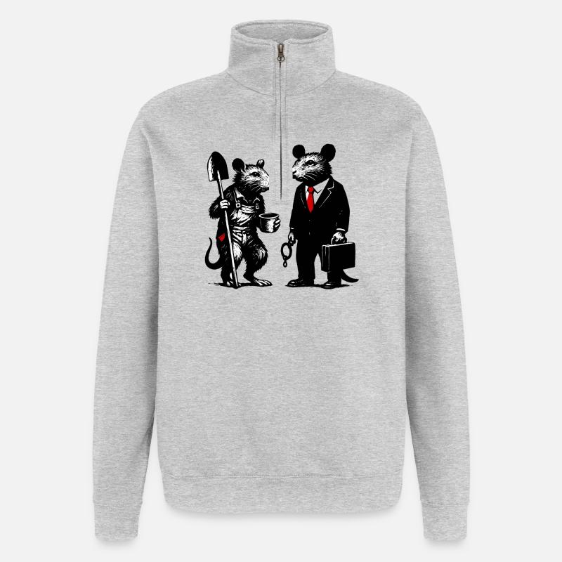 Worker Rat and Office Rat - Quarter-Zip Sweatshirt - heather grey