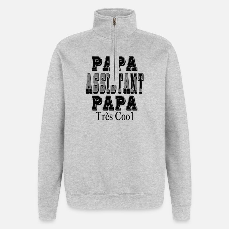 Papa Assistent Papa Sehr Cool - Quarter-Zip-Sweatshirt - Grau meliert
