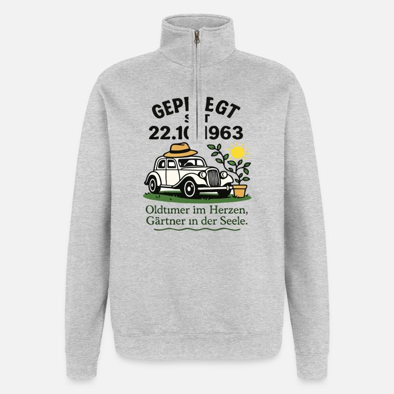 Maintained since 1963 Oldtimer Gärtnerherz - Quarter-Zip Sweatshirt - heather grey