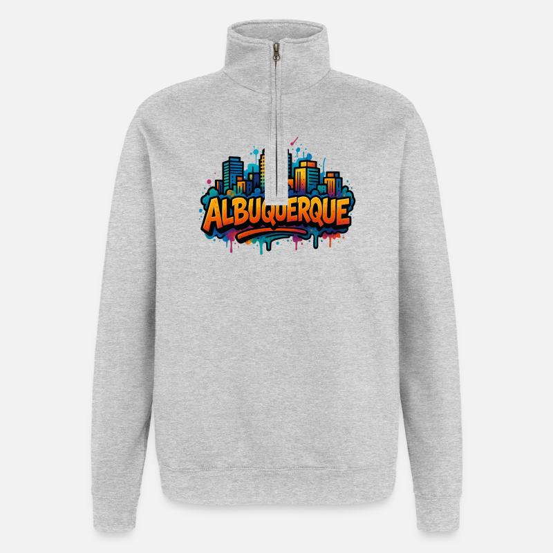 Silhouette de graffiti d’Albuquerque - Sweat à zip 1/4 - gris chiné