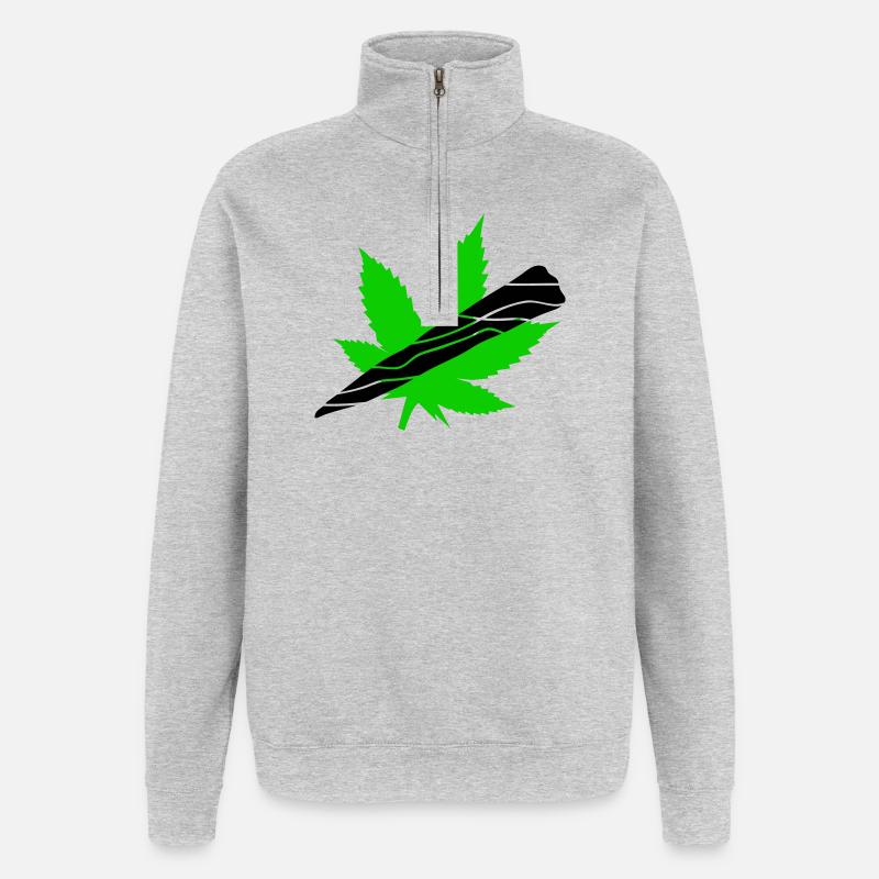 Neon Cannabis Leaf Graphic - Quarter-Zip Sweatshirt - heather grey