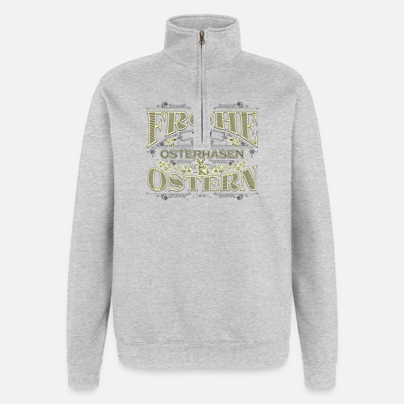Frohe Ostern vom Osterhasen - Quarter-Zip-Sweatshirt - Grau meliert