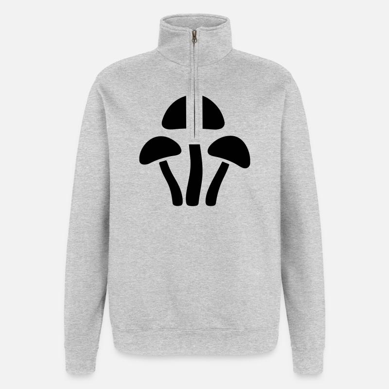 Icône Champignons - Sweat à zip 1/4 - gris chiné
