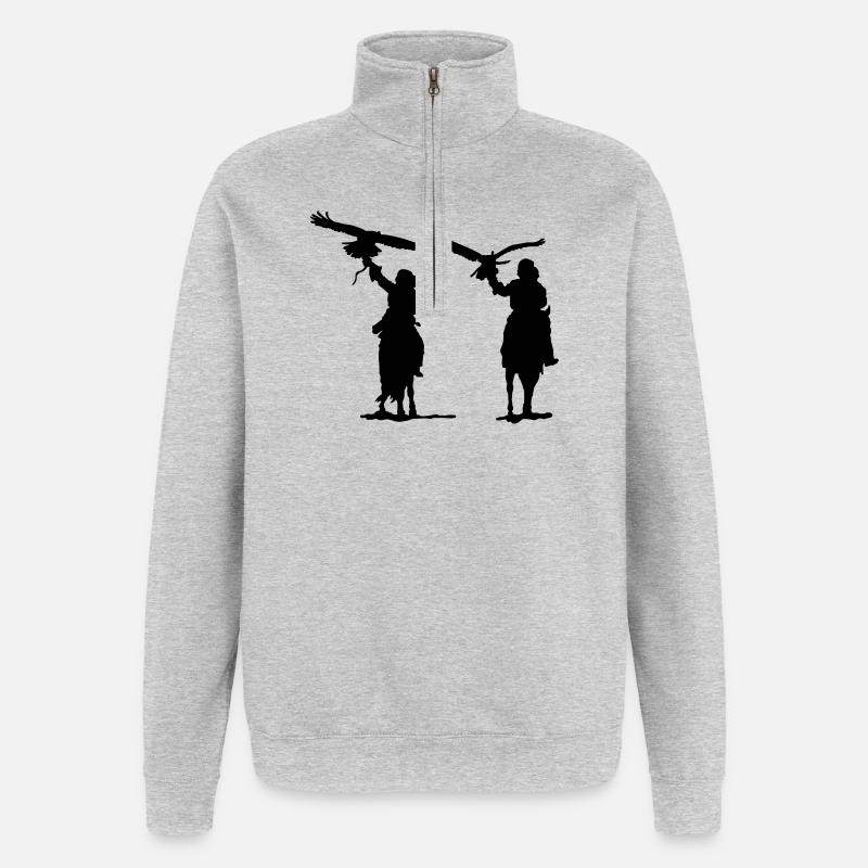 Jäger - Quarter-Zip-Sweatshirt - Grau meliert