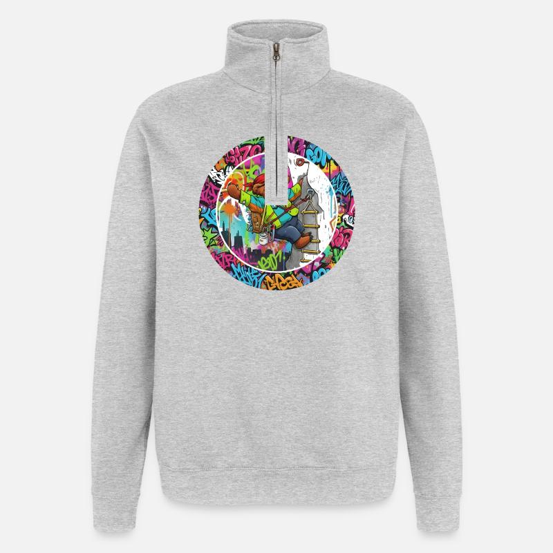 Graffiti bear on the climbing tower - Quarter-Zip Sweatshirt - heather grey