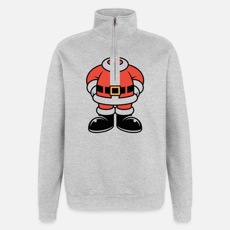 Große Santa Silhouette in Rot - Quarter-Zip-Sweatshirt - Grau meliert