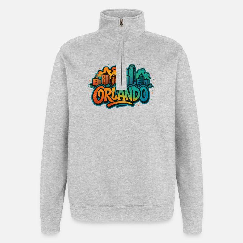 Orlando Graffiti Skyline - Quarter-Zip Sweatshirt - heather grey