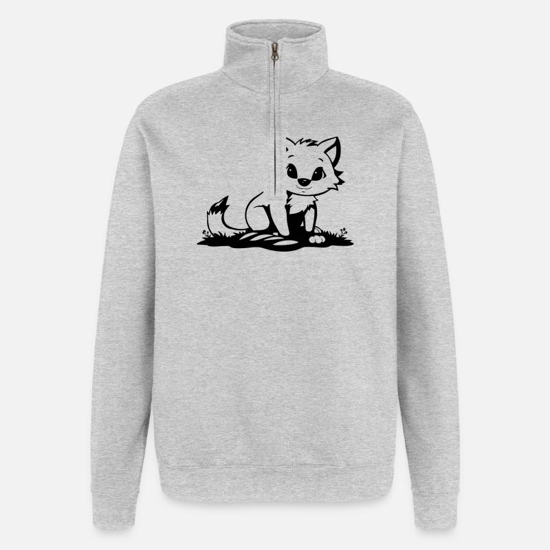 Fuchs - Quarter-Zip-Sweatshirt - Grau meliert