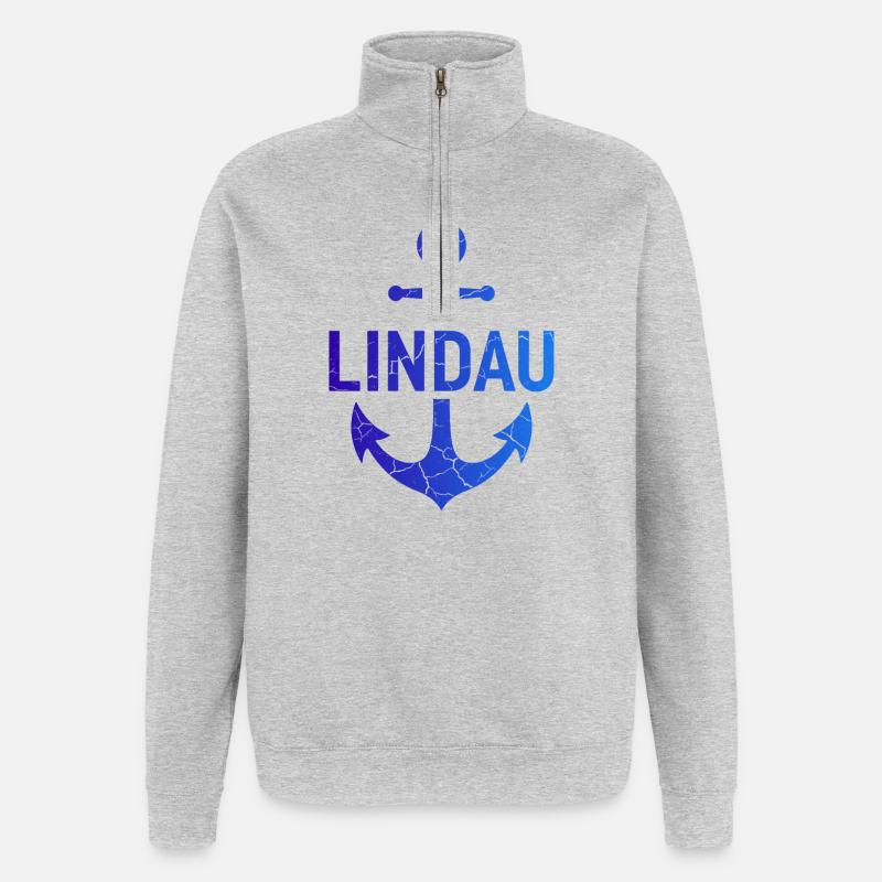 Point d’ancrage Lindau Lac de Constance - Sweat à zip 1/4 - gris chiné