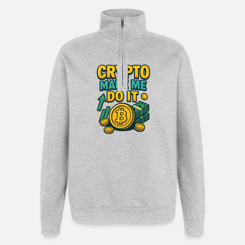 Crypto Made Me Do It Bitcoin, Investing  - Quarter-Zip Sweatshirt - heather grey