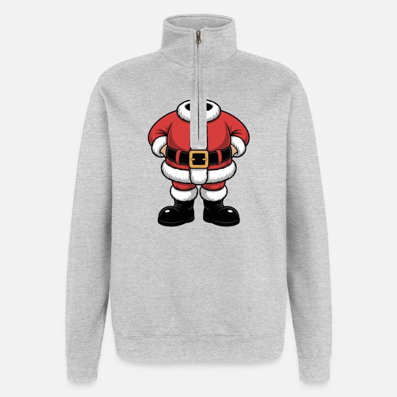 Santa Torso Blockdesign - Quarter-Zip-Sweatshirt - Grau meliert