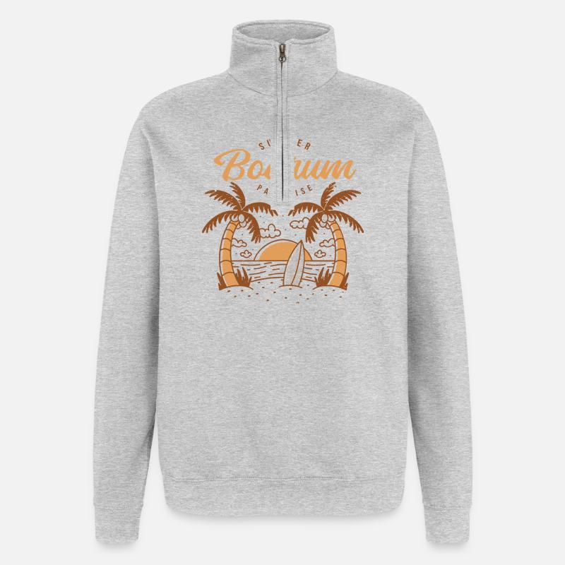 Türkisch Style Design – Sommerparadies Bodrum - Quarter-Zip-Sweatshirt - Grau meliert