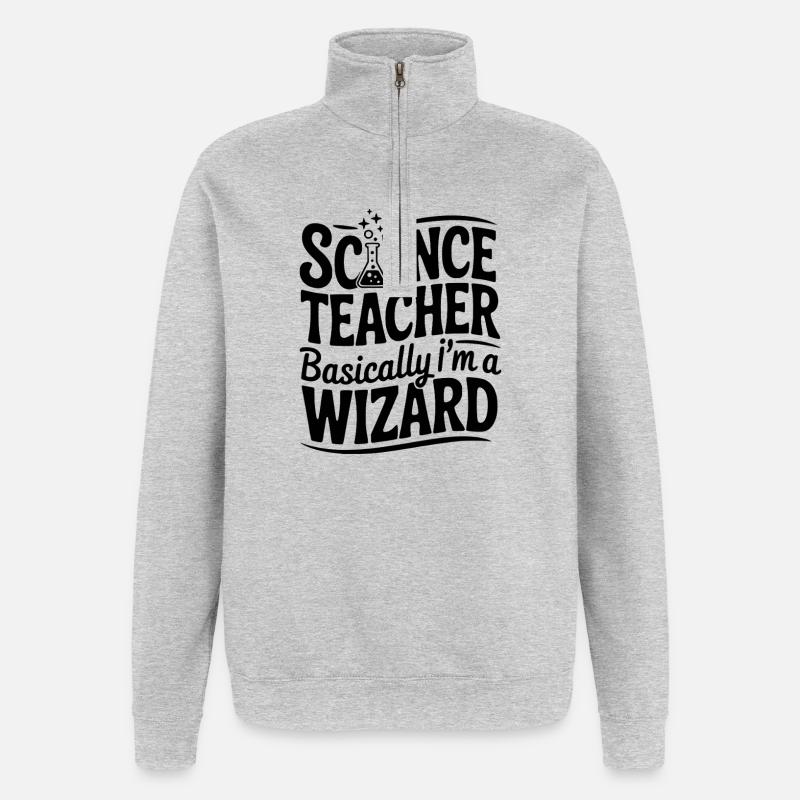 Science Teacher Basically I’m a Wizard - Quarter-Zip Sweatshirt - heather grey