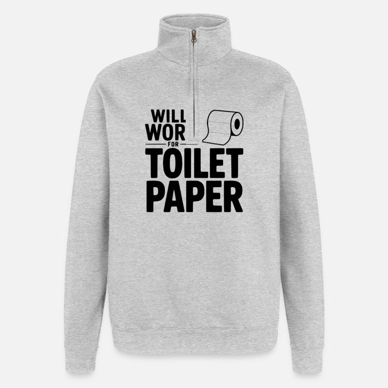 Fonctionnera pour le papier toilette - Sweat à zip 1/4 - gris chiné