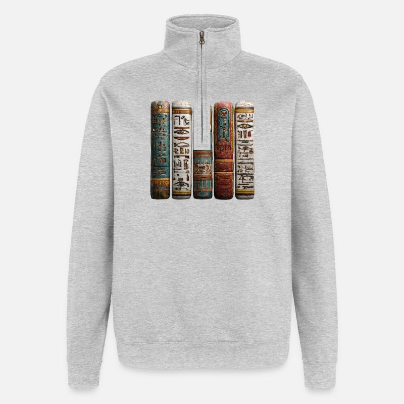 Reading hieroglyphic stelae is a science - Quarter-Zip Sweatshirt - heather grey