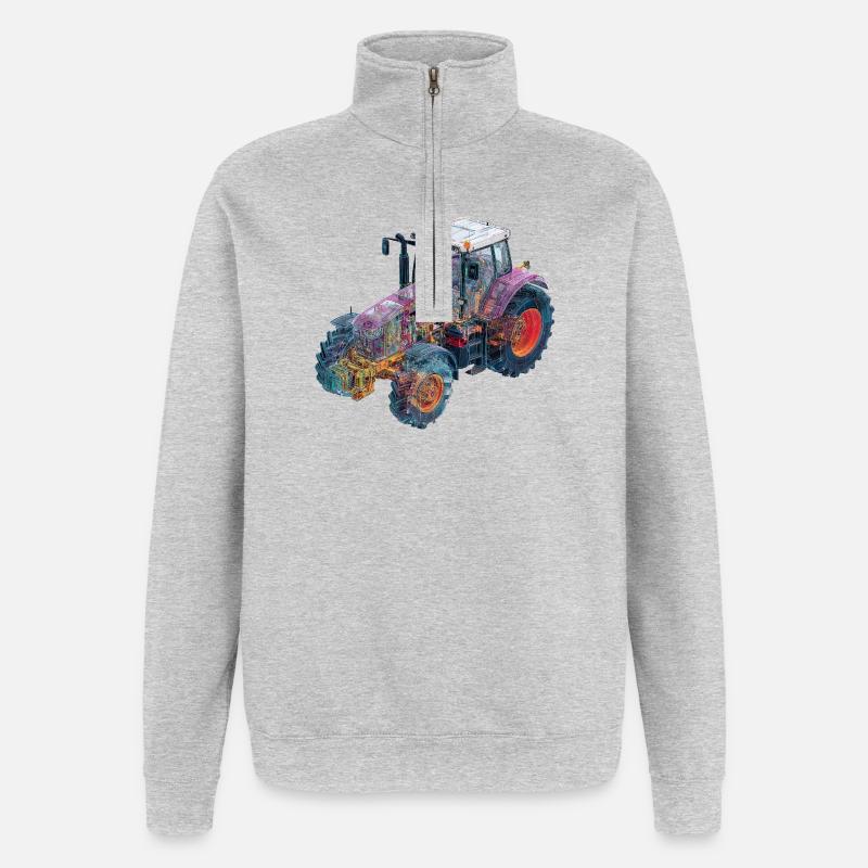 CAD-Röntgen-Traktor Farbenspiel Illustration - Quarter-Zip-Sweatshirt - Grau meliert